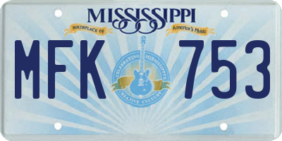 MS license plate MFK753