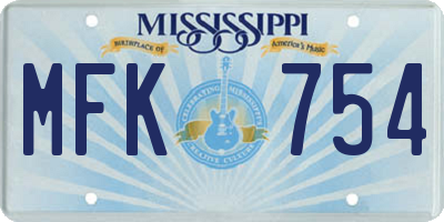 MS license plate MFK754