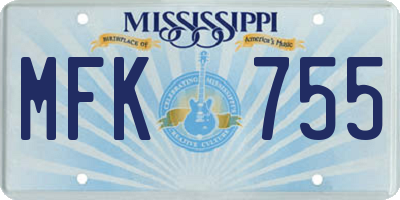 MS license plate MFK755