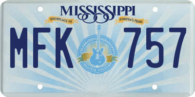 MS license plate MFK757