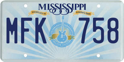 MS license plate MFK758