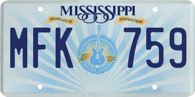 MS license plate MFK759