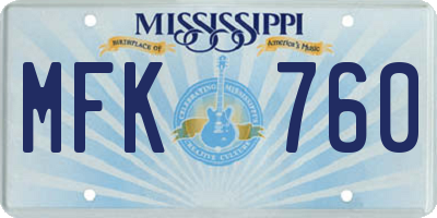 MS license plate MFK760