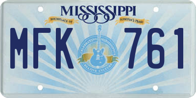 MS license plate MFK761