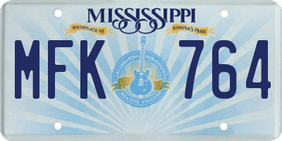MS license plate MFK764