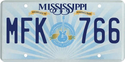 MS license plate MFK766