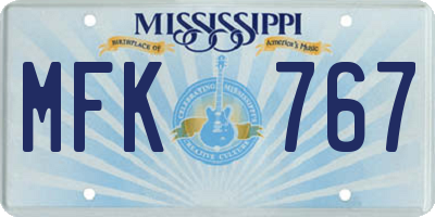 MS license plate MFK767