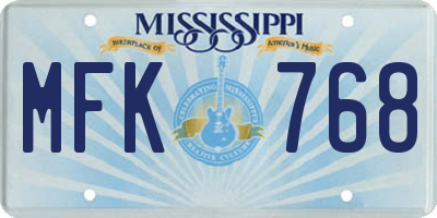 MS license plate MFK768