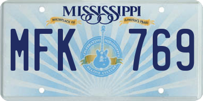 MS license plate MFK769