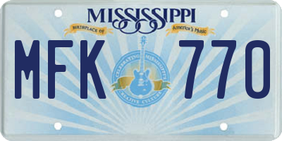 MS license plate MFK770