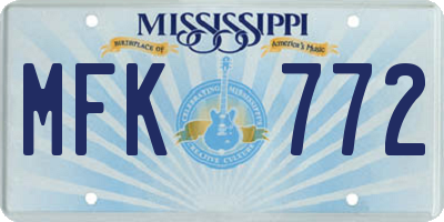 MS license plate MFK772