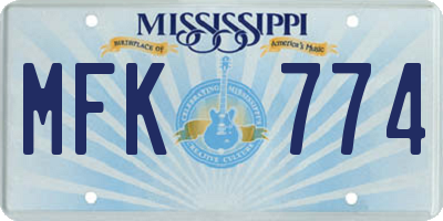 MS license plate MFK774