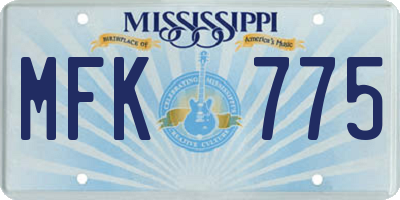 MS license plate MFK775