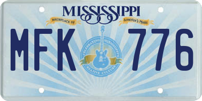 MS license plate MFK776
