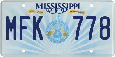 MS license plate MFK778