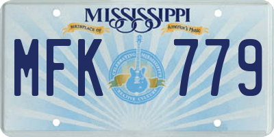 MS license plate MFK779
