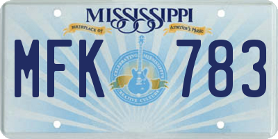 MS license plate MFK783