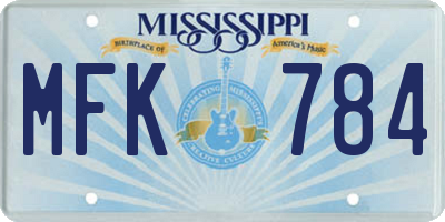 MS license plate MFK784