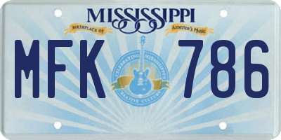 MS license plate MFK786