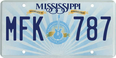 MS license plate MFK787