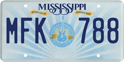 MS license plate MFK788