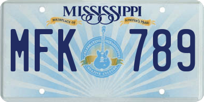 MS license plate MFK789
