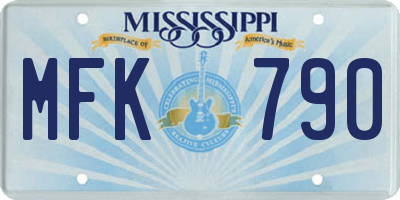MS license plate MFK790