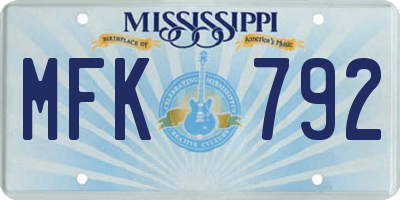 MS license plate MFK792