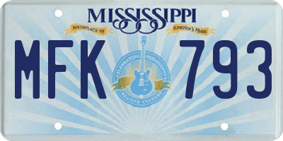 MS license plate MFK793