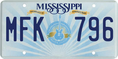 MS license plate MFK796