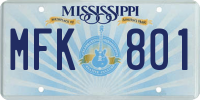 MS license plate MFK801