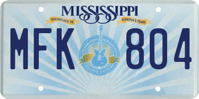 MS license plate MFK804