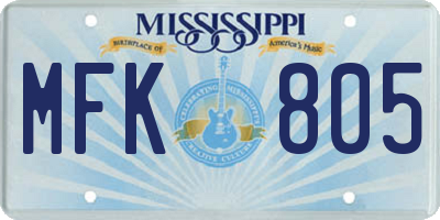 MS license plate MFK805