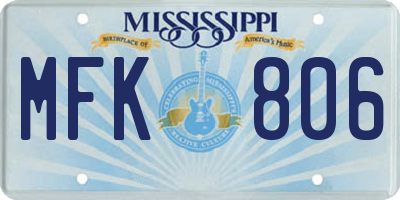 MS license plate MFK806