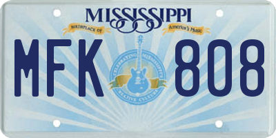 MS license plate MFK808