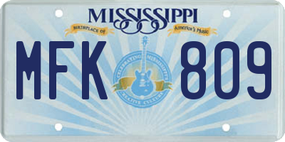 MS license plate MFK809