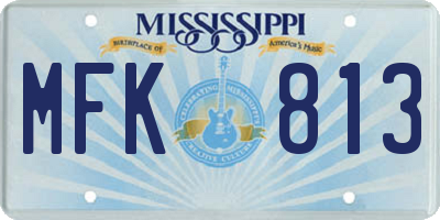 MS license plate MFK813