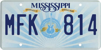 MS license plate MFK814