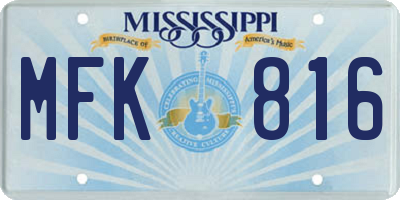 MS license plate MFK816