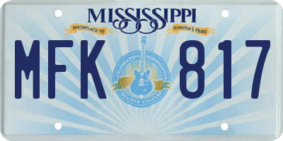 MS license plate MFK817