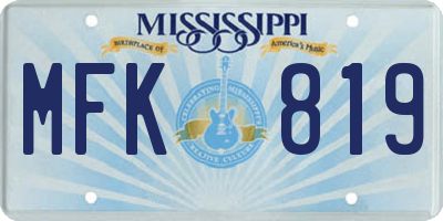 MS license plate MFK819