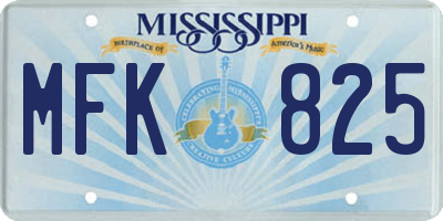MS license plate MFK825