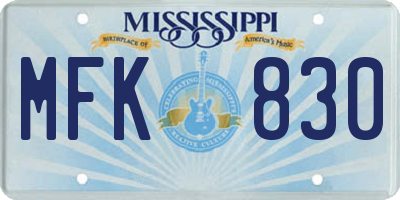 MS license plate MFK830