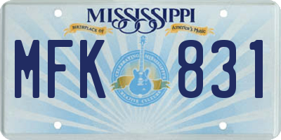 MS license plate MFK831