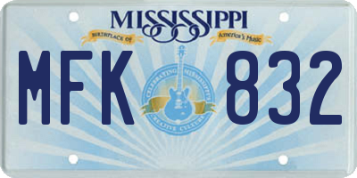 MS license plate MFK832
