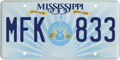MS license plate MFK833
