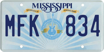 MS license plate MFK834