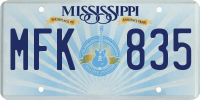 MS license plate MFK835