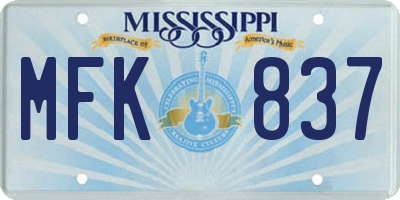 MS license plate MFK837
