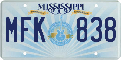 MS license plate MFK838